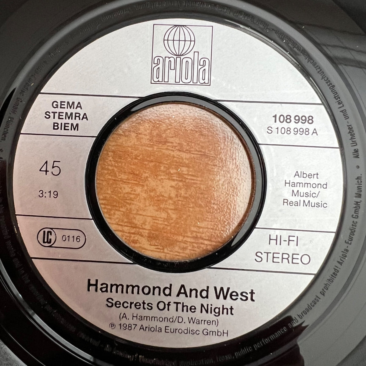 Hammond & West - Secrets Of The Night / 1. D-Press. 1987 - (VG++/M-)