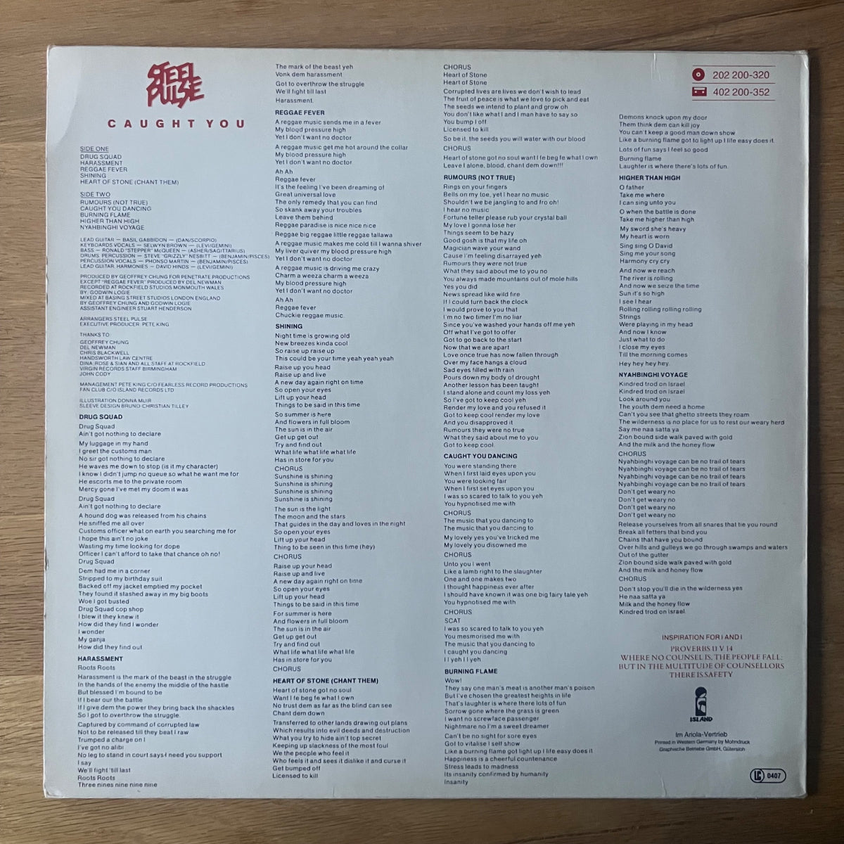 Steel Pulse - Caught You / 1. D-Press. 1980 - (VG++/VG++)