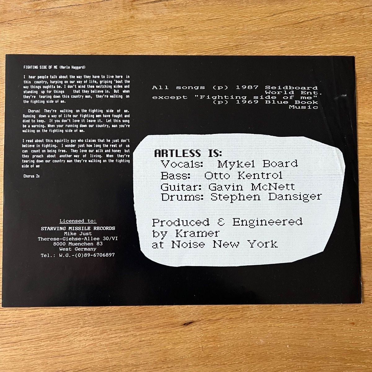 Artless - Boy With A Cunt / 1. D-Press 1987 - (M-/M-)
