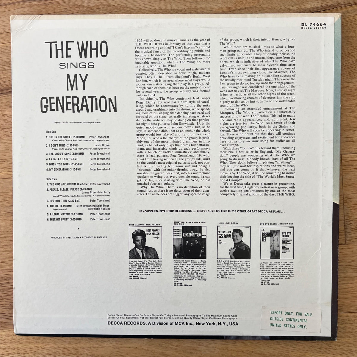 Who - The Who's Sings My Generation / US-Press. 1969 - (M-/VG++)