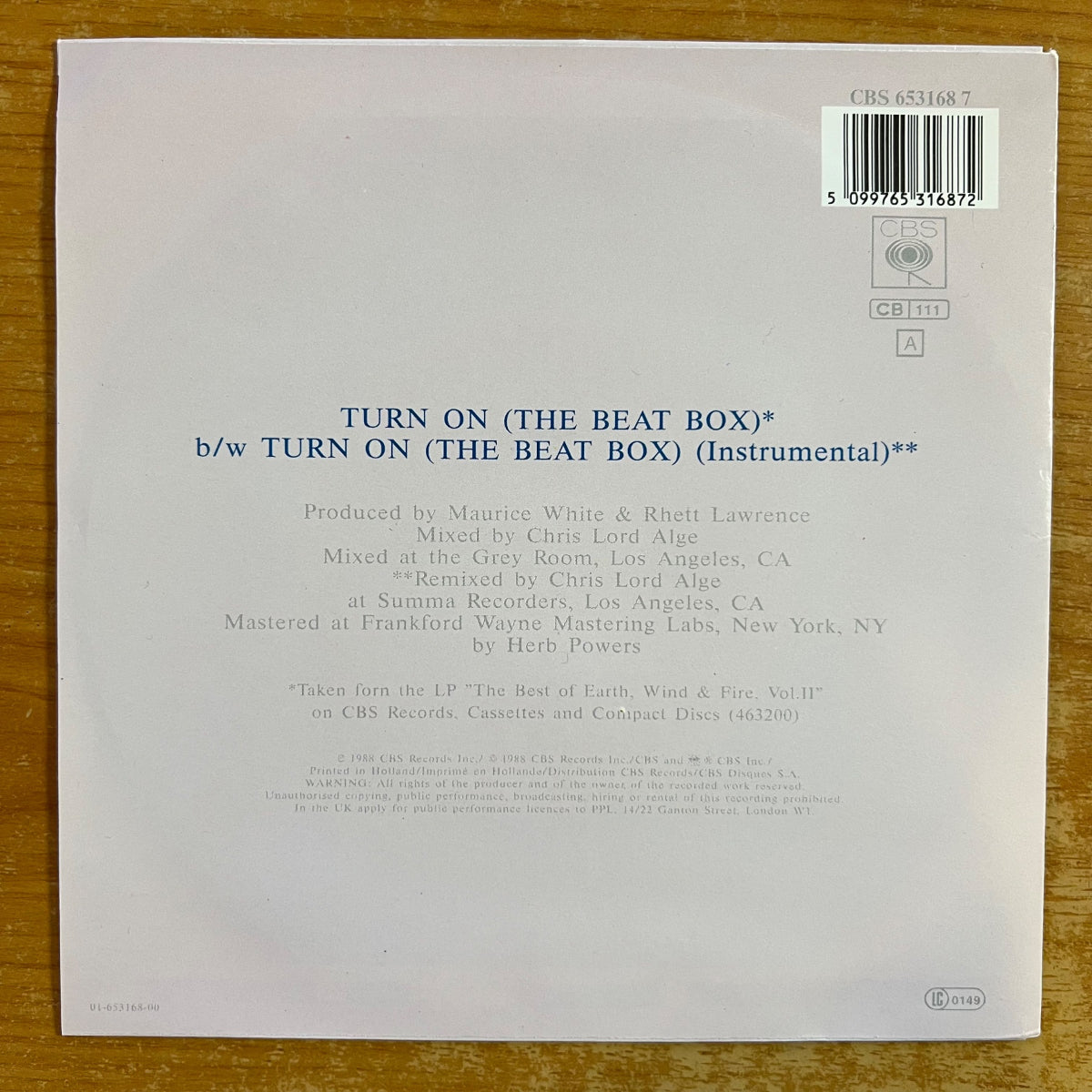 Earth, Wind & Fire - Turn On / 1. EU-Press. 1988 - (M-/M-)