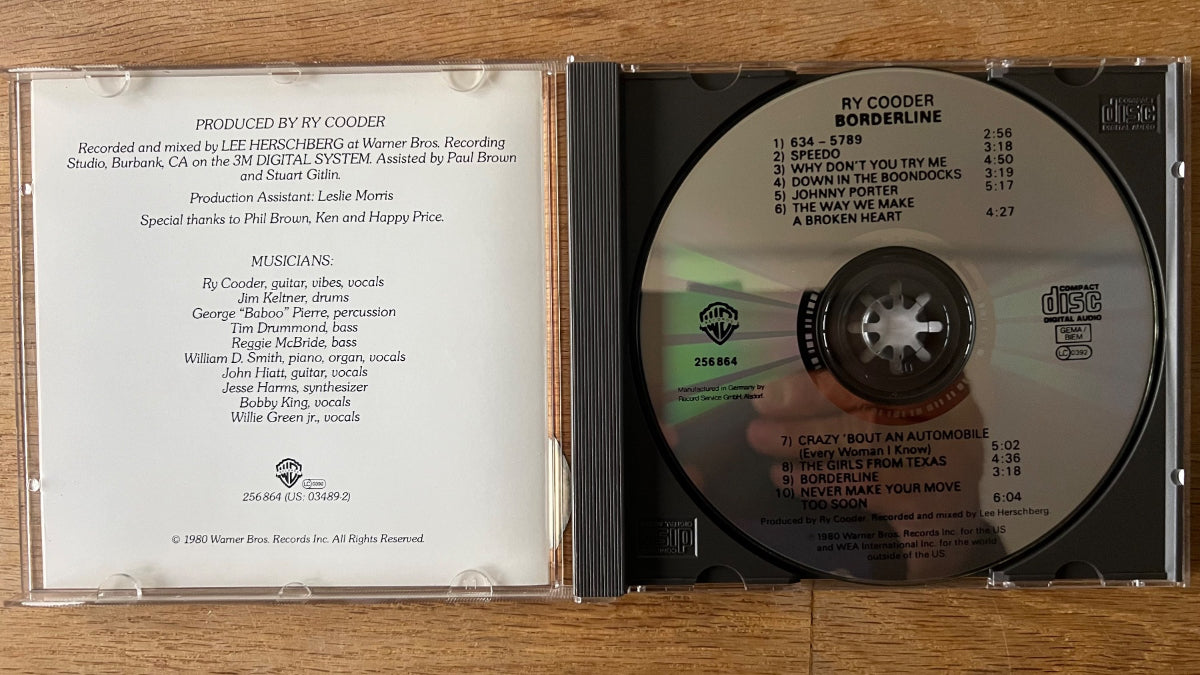 Ry Cooder - Borderline / CD - D-Press. 1987 - (M-/M-)