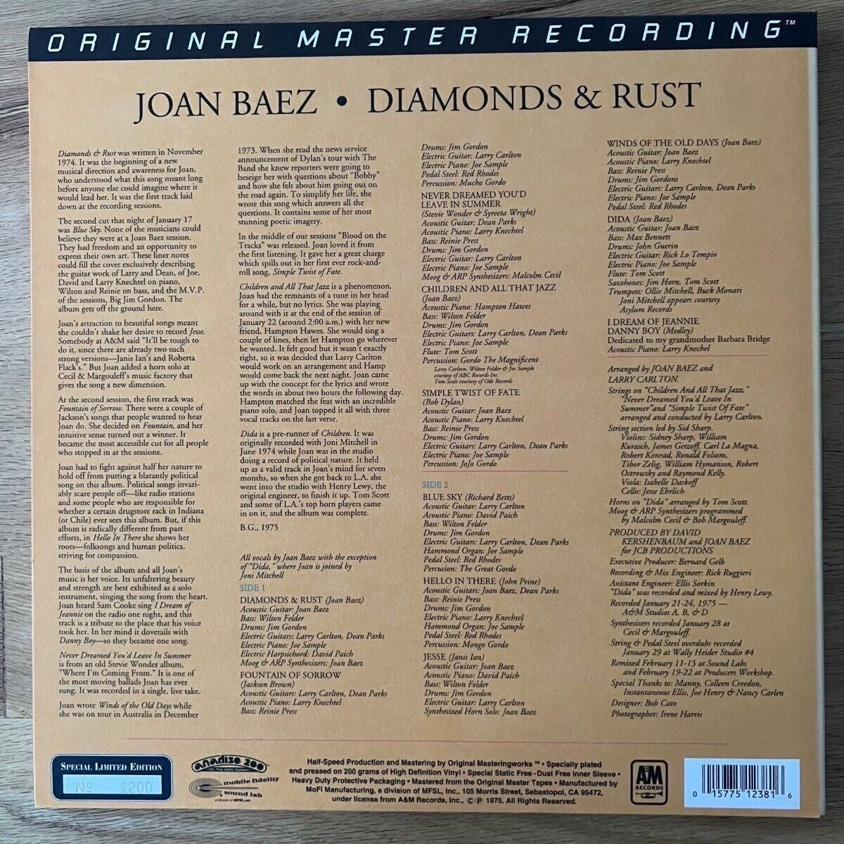 Joan Baez - Diamonds &amp; Rust / Audiophile MFSL 1995 - (M-/Mint)