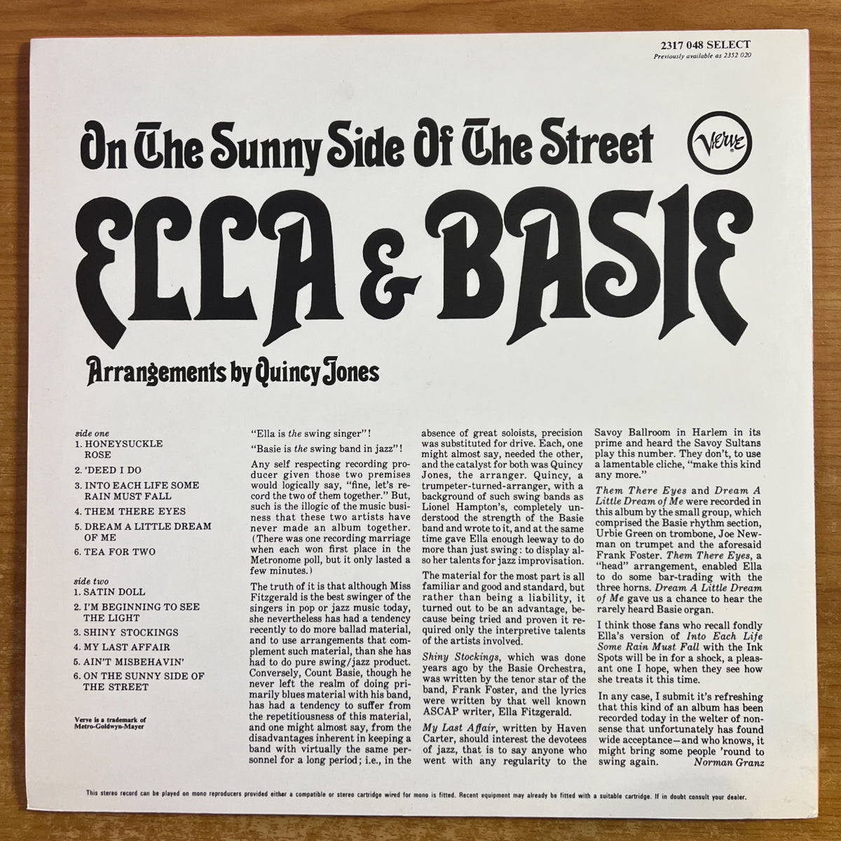 Ella Fitzgerald & Count Basie - On The Sunny Side Of The Street / US-Press. 197? - (M-/M-)