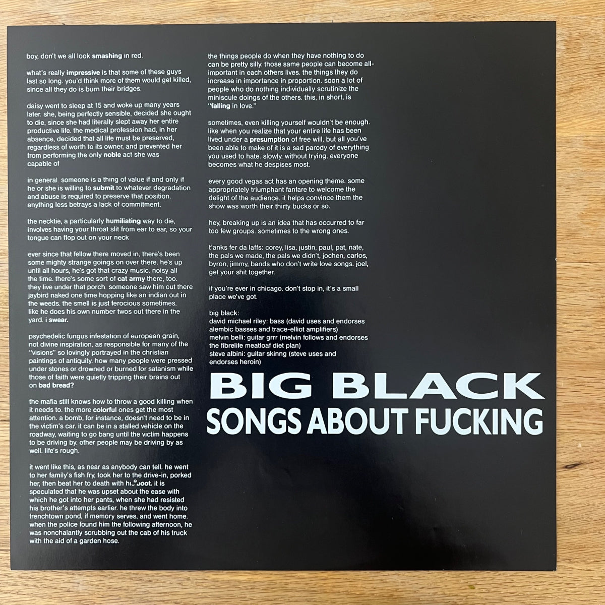 Big Black - Songs About Fucking / 1. US-Press. 1987 - (M-/M-)