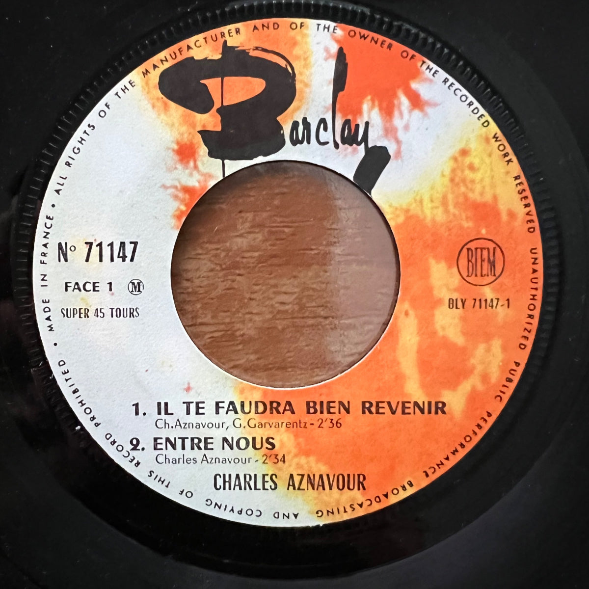 Charles Aznavour - Il Te Faudra Bien Revenir / 7" EP - 1. France-Press. 1967 - (M-/M-)