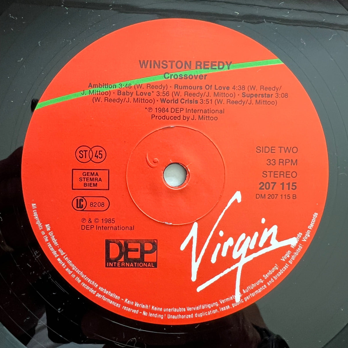 Winston Reedy - Crossover / 1. D-Press. 1985 - (M-/M-)