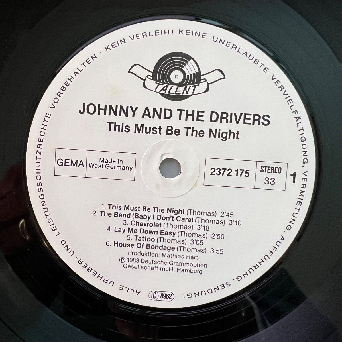 Johnny & The Drivers - This Must Be The Night / 1. D-Press. 1983 - (M-/VG++)