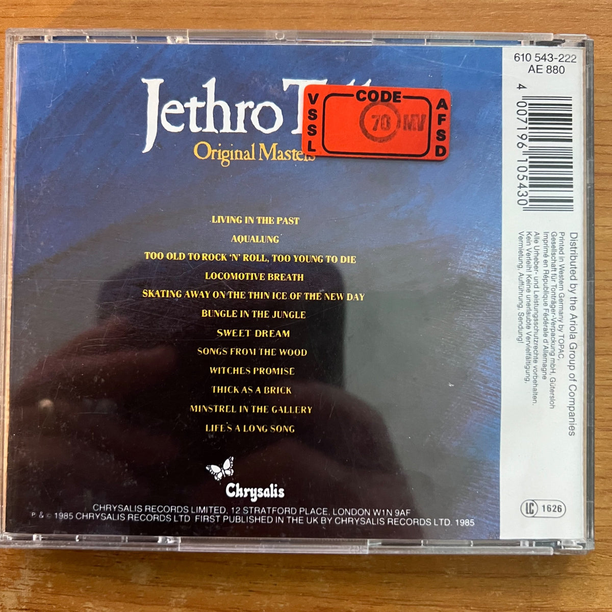 Jethro Tull - Original Masters / CD - 1. D-Press. 1985 - (M-/M-)