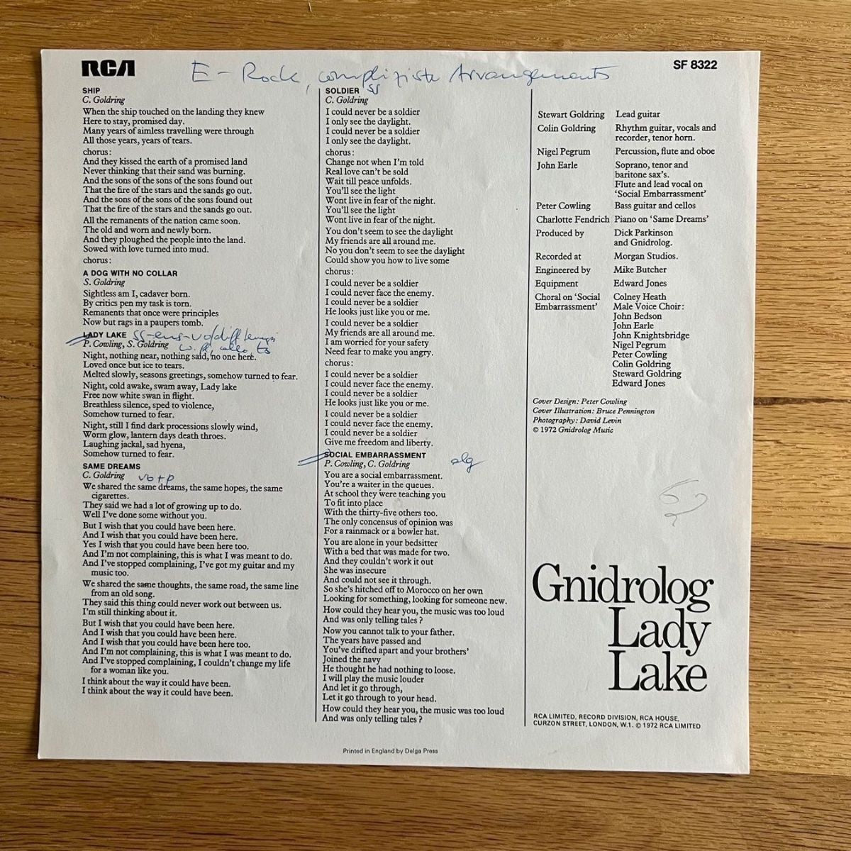 Gnidrolog - Lady Lake / 1. UK-Press. 1971 - (VG+/VG+)