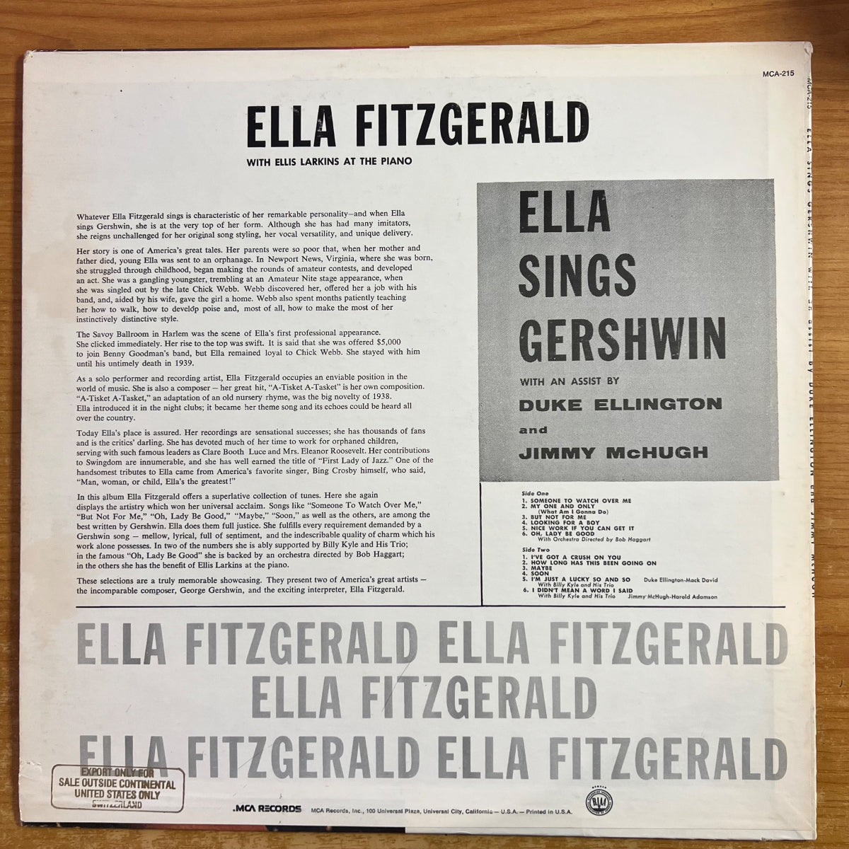 Ella Fitzgerald - Ella Sings Gershwin / US-Press. 1980 - (M-/VG++)