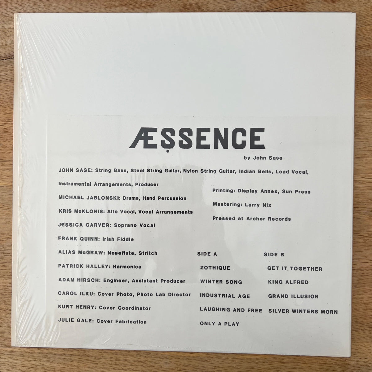 John Sase - Aessence / 1. US-Press. 1985 - (M-/M-)