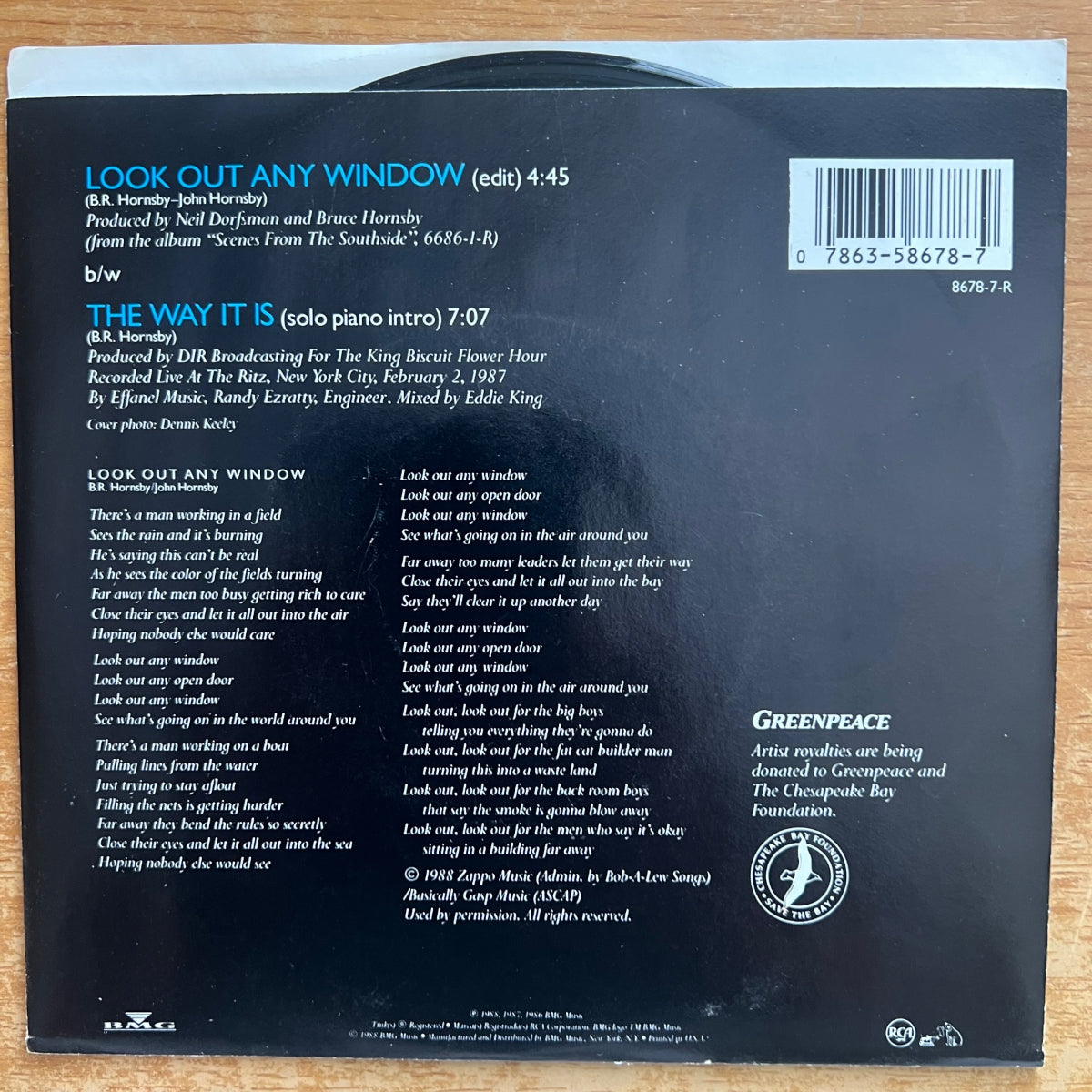 Bruce Hornsby & The Range - Look Out Any Windows / 1. US-Press. 1988 - (M-/VG++)