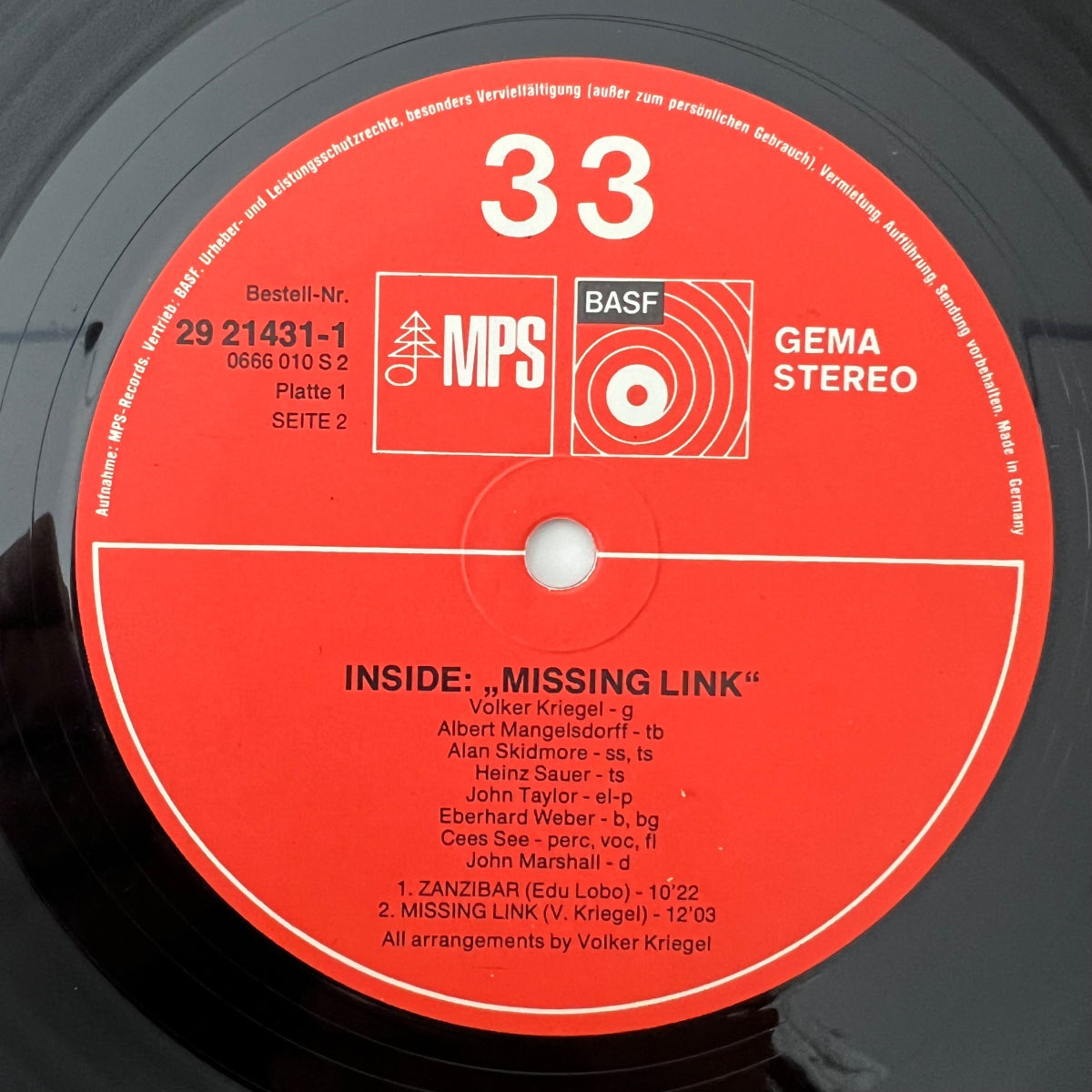 Volker Kriegel - Inside : Missing Link / 1. D-Press. 1972 - (M-/M-)