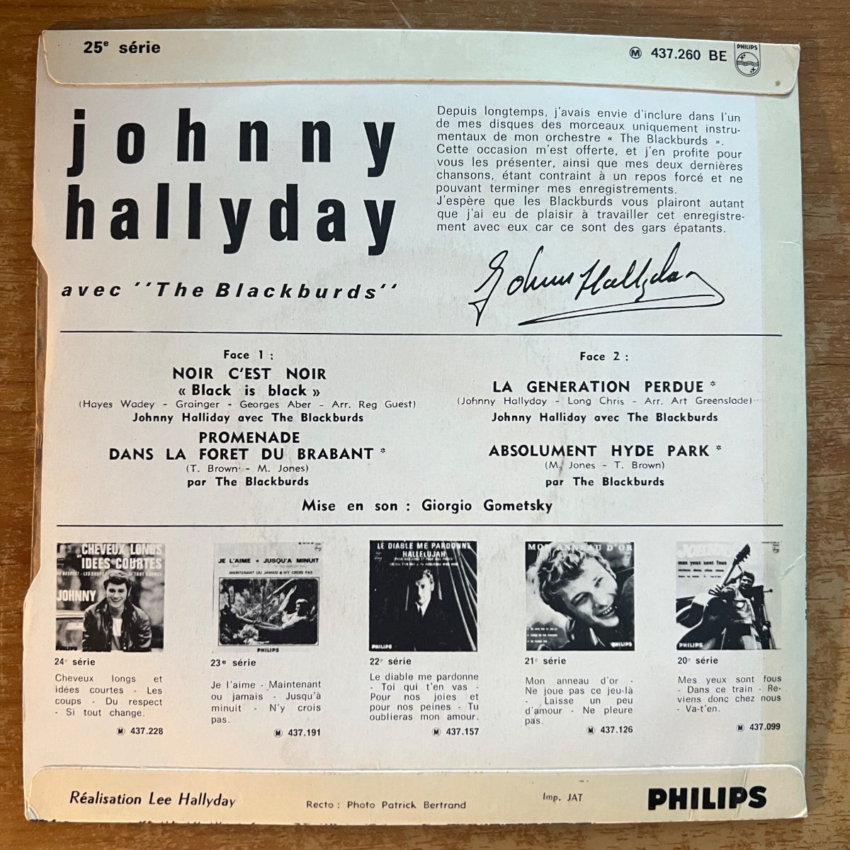 Johnny Hallyday & Blackburds - Noir C'est Noir / France-Press. 1966 (VG++/M-)