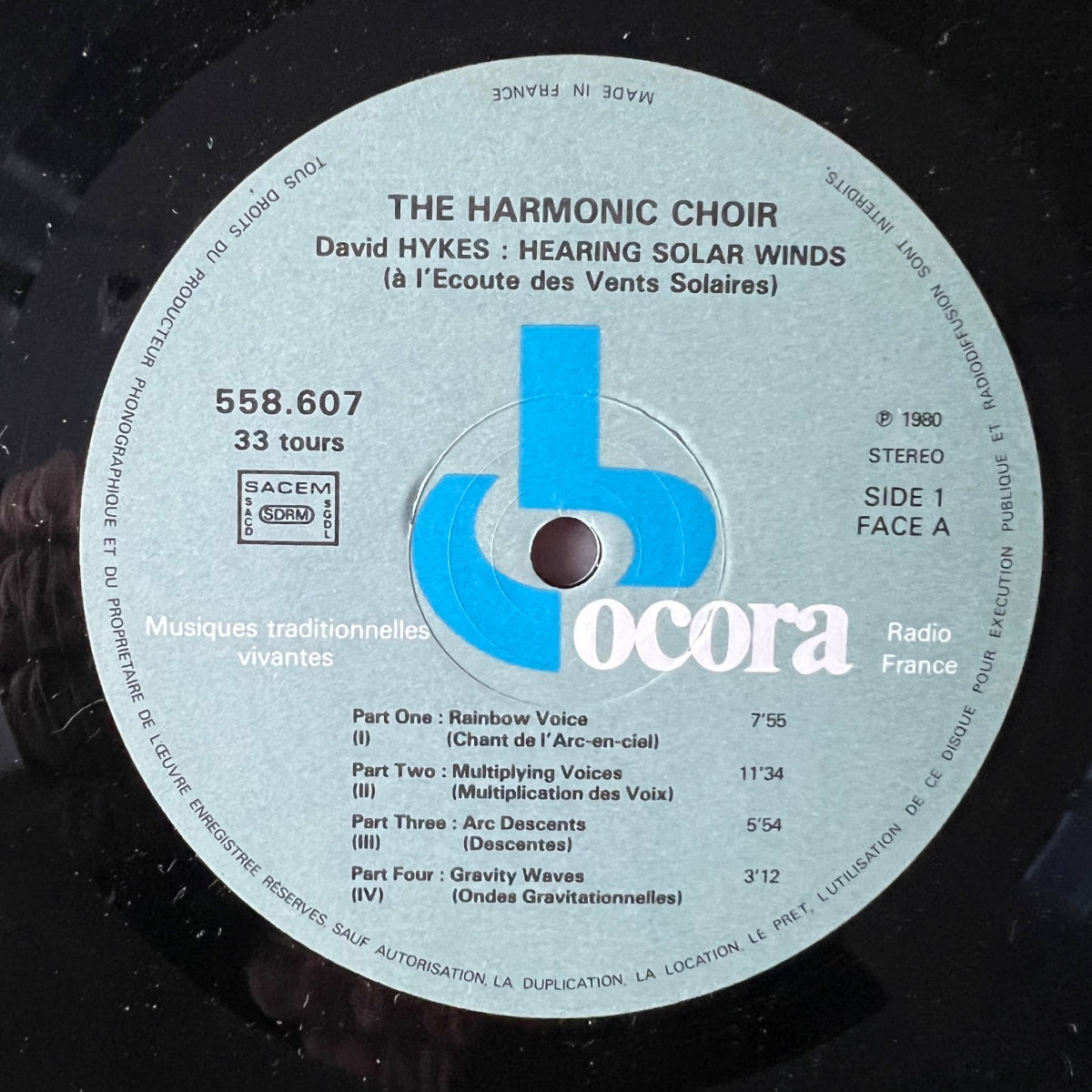 Harmonic Choir, David Hykes - Hearing Solar Winds / 1. France-Press. 1983 - (M-/M-)