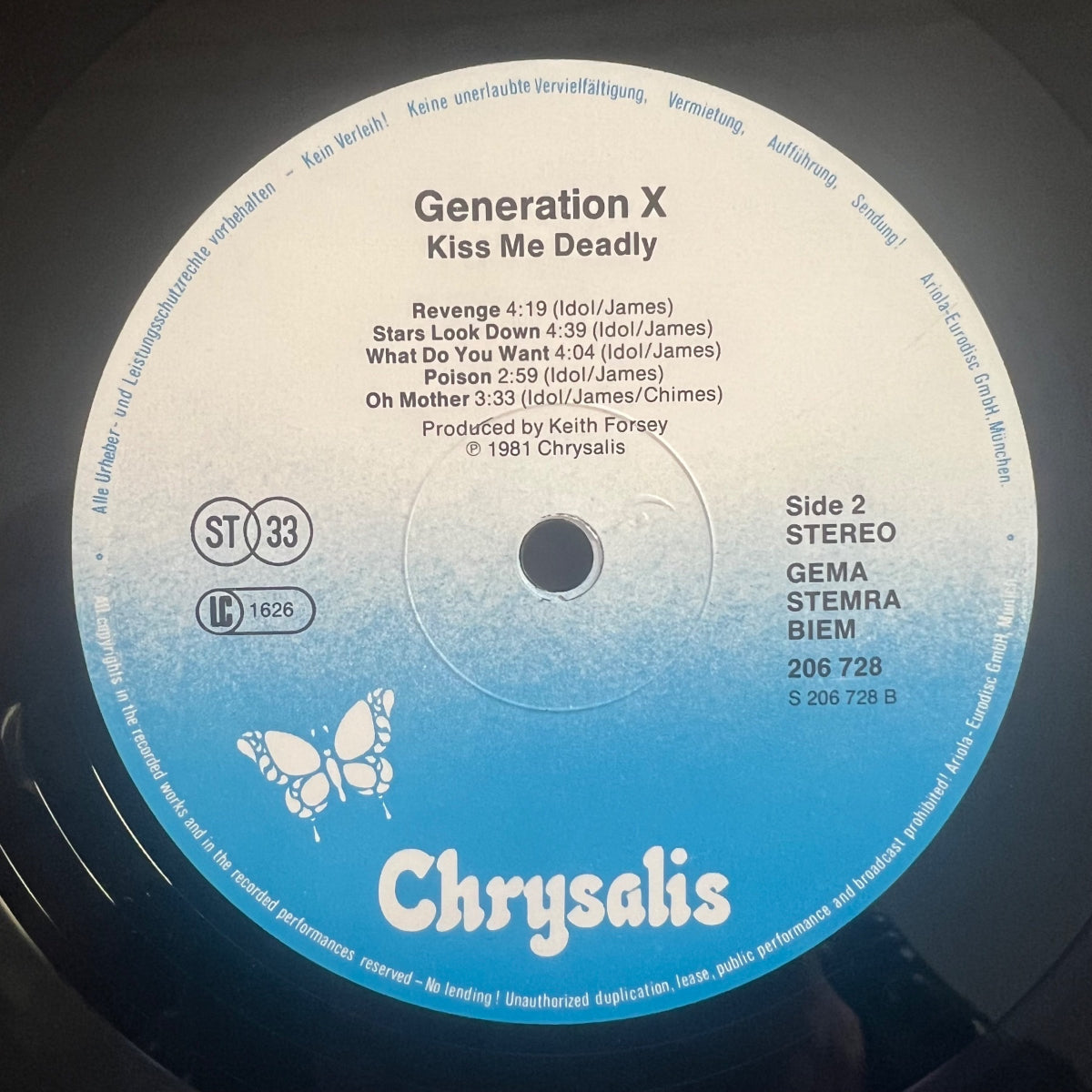 Gen X (Billy Idol) - Kiss Me Deadly / 1. D-Press. 1984 - (M-/VG++)