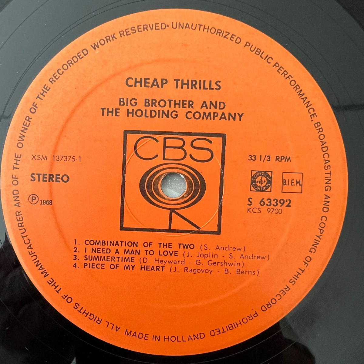 Big Brother & The Holding Company - Cheap Thrills / 1. NL-PRESS. 1968 - (M-/VG+)