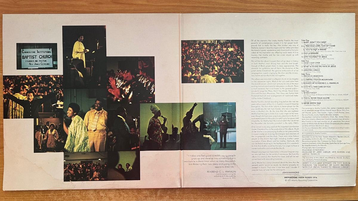 Aretha Franklin - Amazing Grace / 2 LP - 1.Italy-Press. 1972 - (M-/VG+)