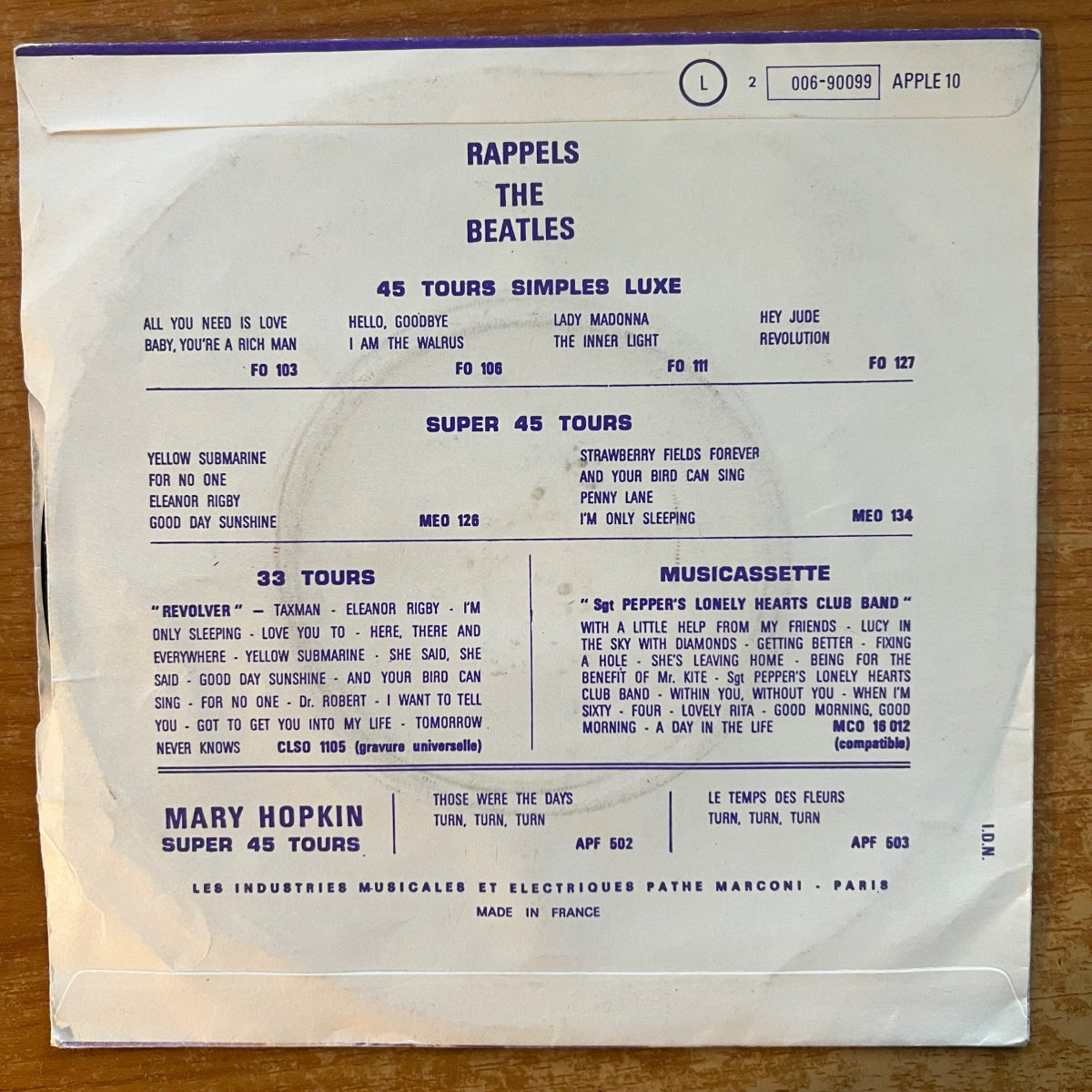 Mary Hopkin - Goodbye // 1. France-Press. 1969 - (VG+/VG+)