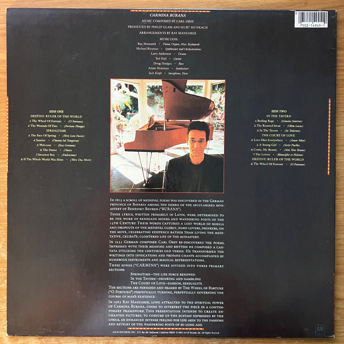 Ray Manzarek - Carmina Burana / 1. US-Press. 1983 - (M-/M-)