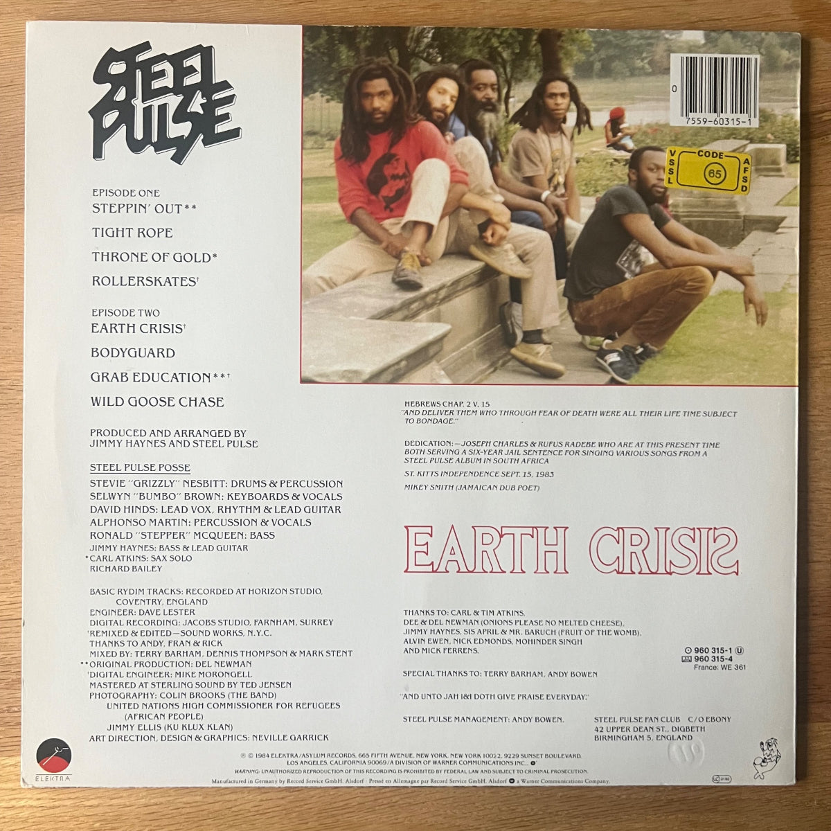 Steel Pulse - Earth Crisis / 1. EU-Press. 1984 - (M-/M-)