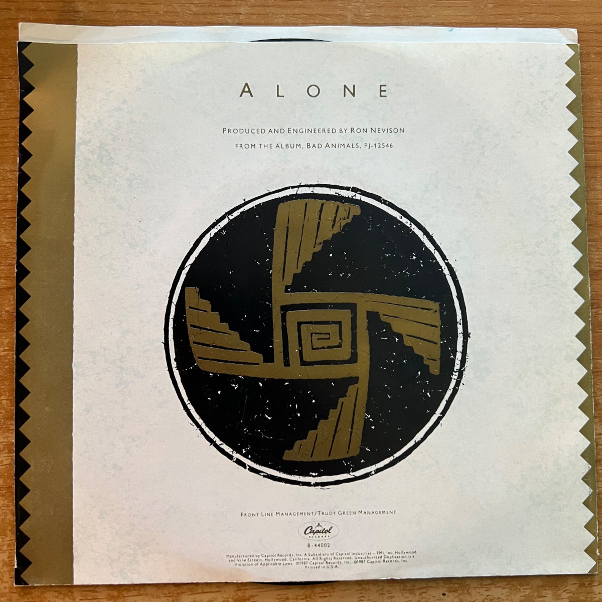 Heart - Alone / 1. US-Press. 1987 - (M-/M-)