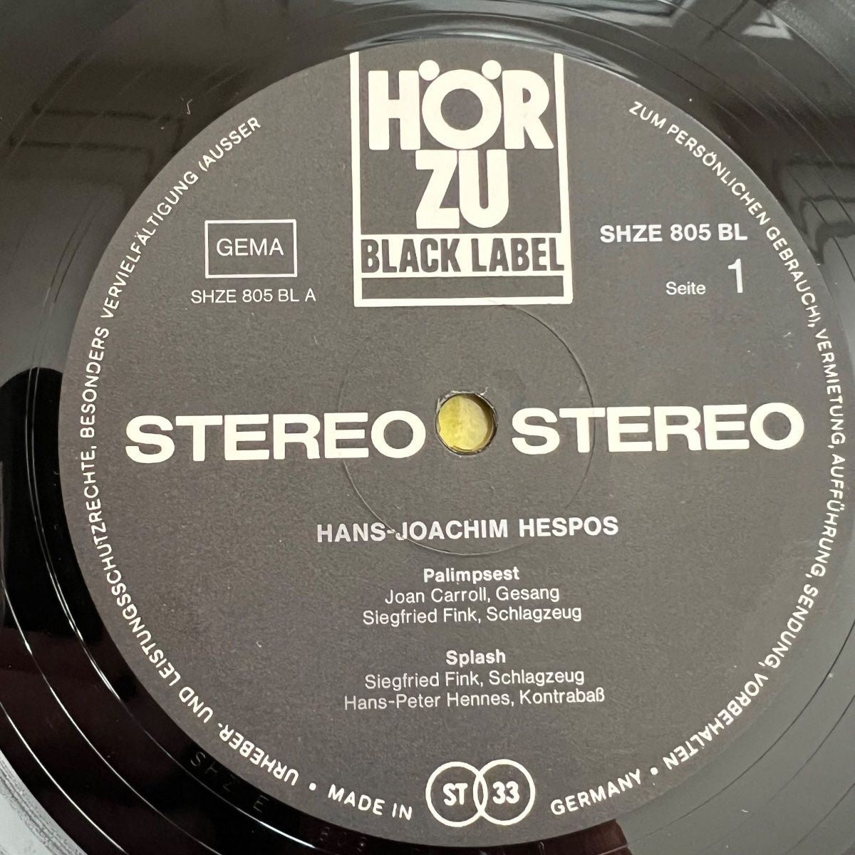 Hans-Joachim Hespos - Dschen, Palimpsest, Splash, Kitara / 1. D-Press. 1972 - (M-/VG++)
