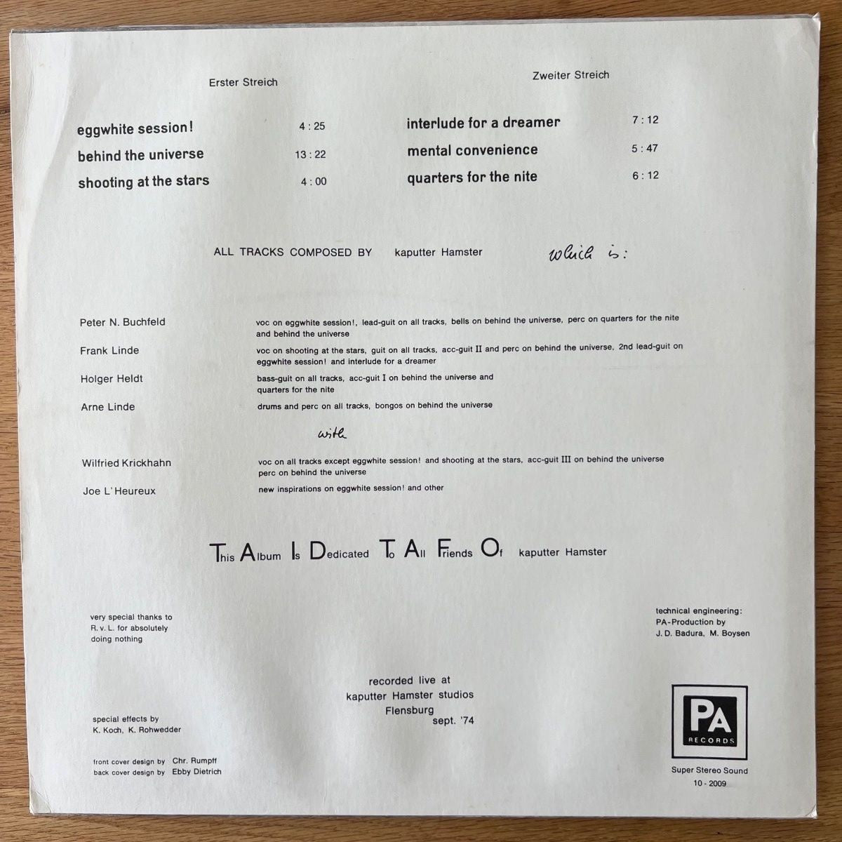 Kaputter Hamster - Same / 1. D-Press. 1974 - (M-/VG++)