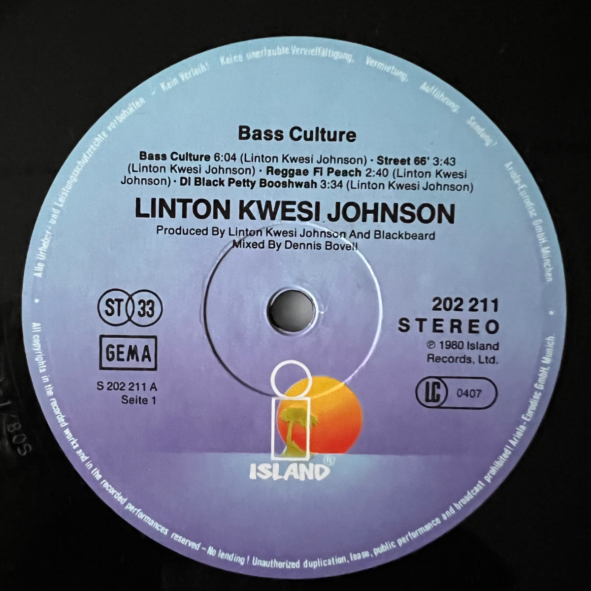 Linton Kwesi Johnson - Bass Culture / 1. D-Press. 1980 - (M-/M-)