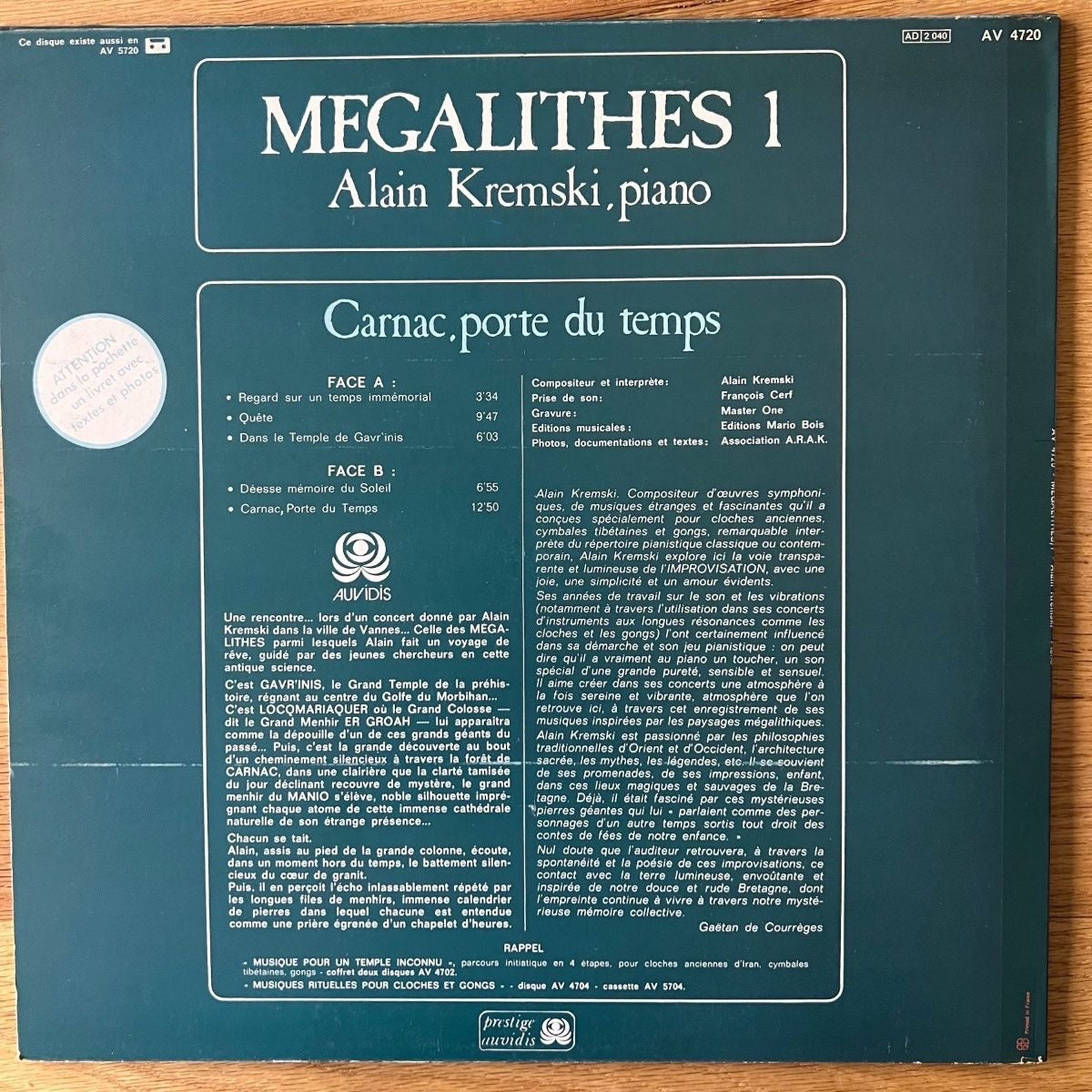 Alain Kremski - Megalithes 1 / 1. France Press. 1982 - (VG++/M-)