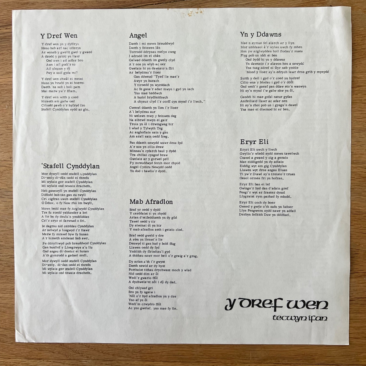 Tecwyn Ifan - Y Dref Wen / 1. UK-Press. 1977  - (M-/VG++)