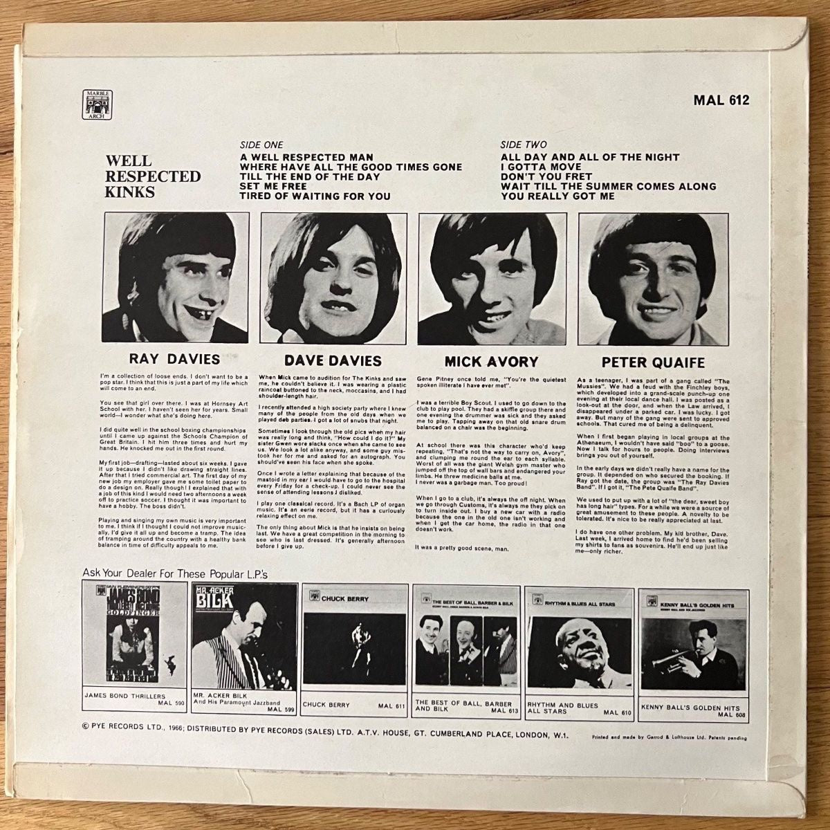 Kinks - Well Respected The Kinks / 1. UK-Press. 1966 - Mono - (M-/VG++)