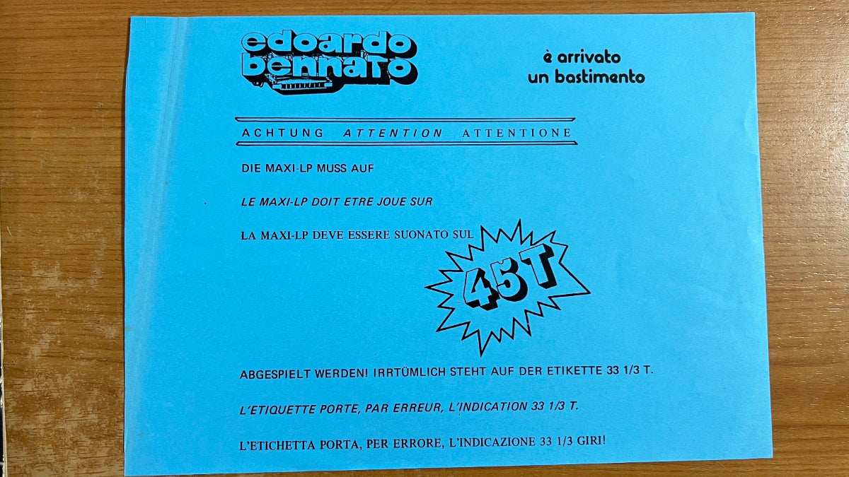 Edoardo Bennato - E Arrivato Ub Bastimento / 1. Swiss-Press. 1983 - Misprint - (M-/VG++)