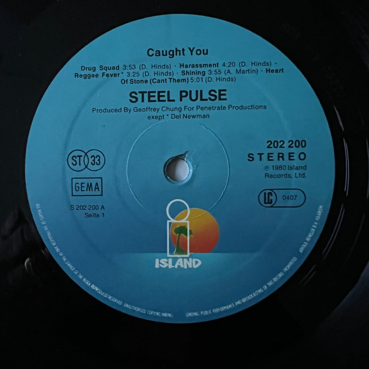 Steel Pulse - Caught You / 1. D-Press. 1980 - (VG++/VG++)