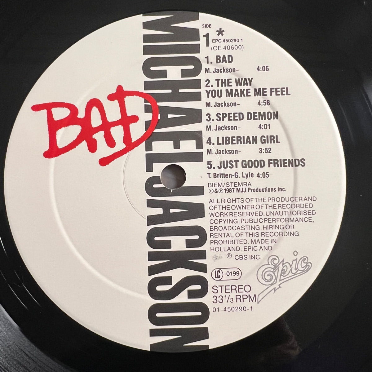 Michael Jackson - Bad / 1. EU-Press. 1987 - (M-/VG++)