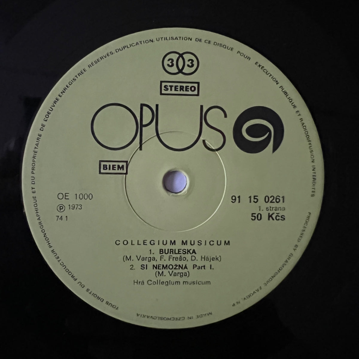 Collegium Musicum - Live / Czech-Press. 1974 -Very nice Copy