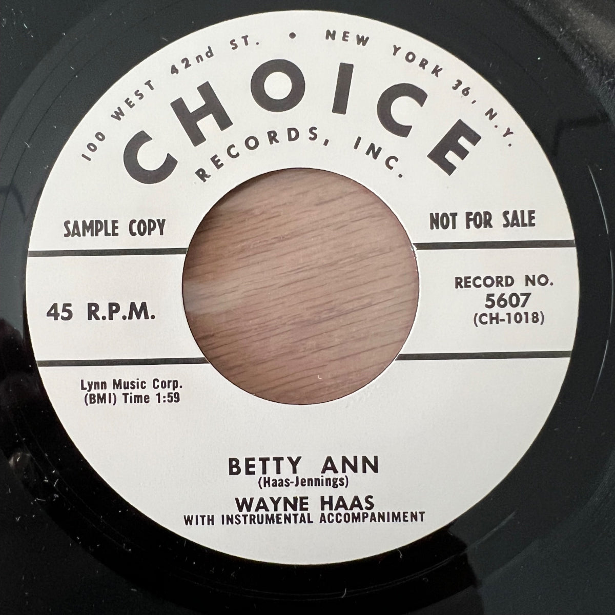 Wayne Haas - Betty Ann / US-Press. RE von 1957 - (VG++/VG+)