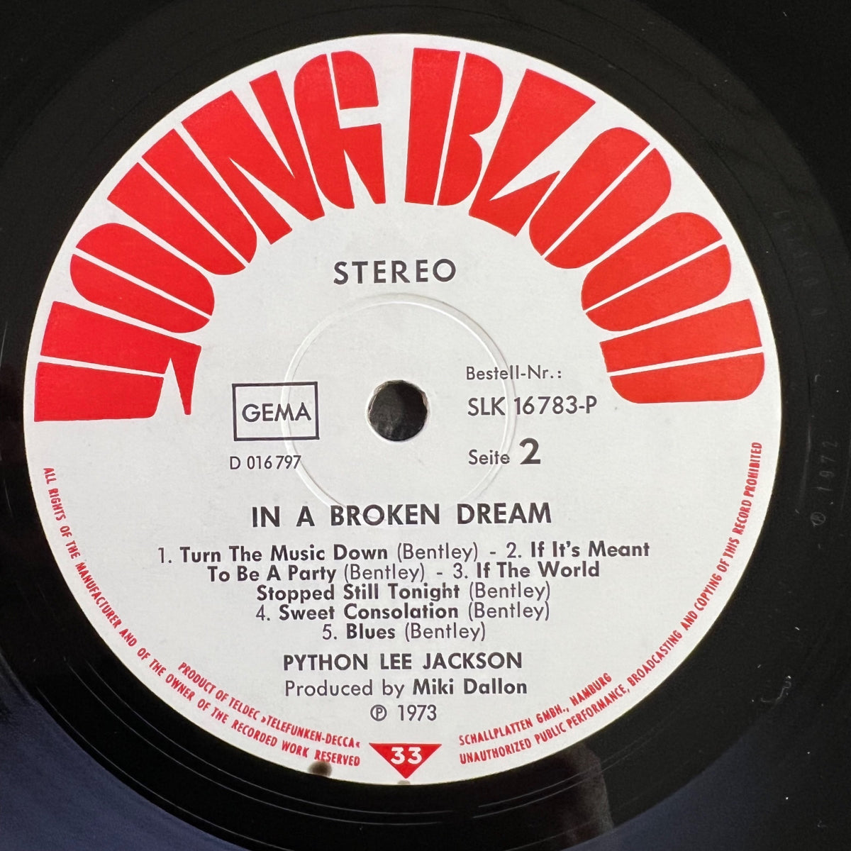 Python Lee Jackson - In A Broken Dream / 1. D-Press. 1973 - (M-/VG+)