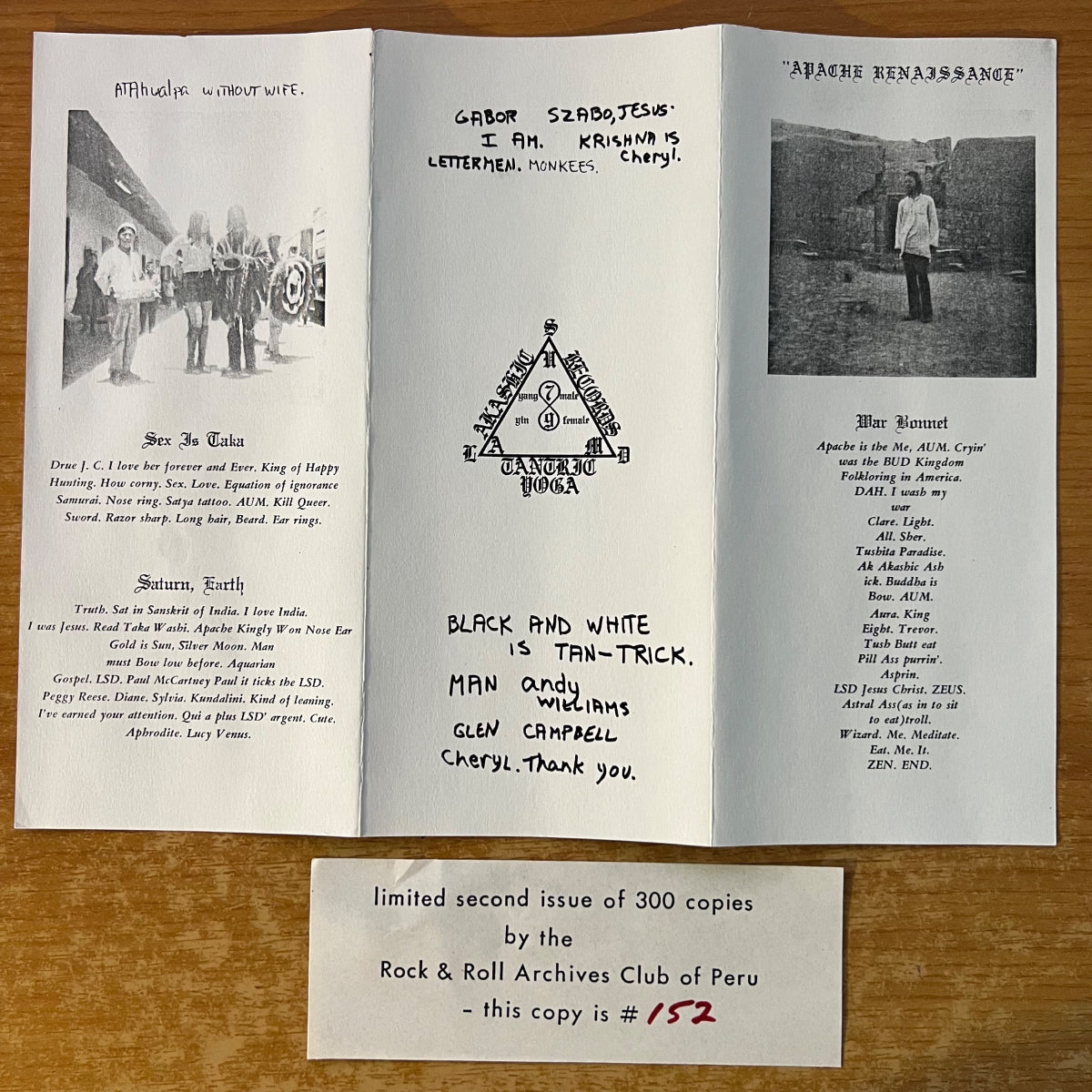 Satya Sai Maitreya Kali - Apache / US-Press. 1980 - Mono - Limited Edition - (VG++/VG++)