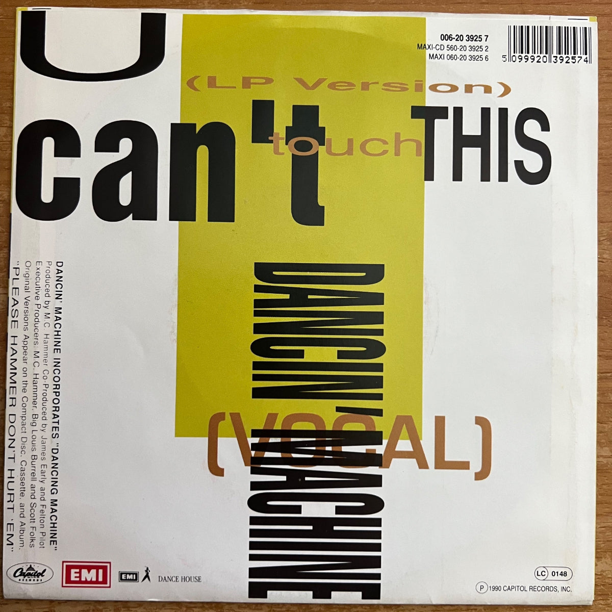 M.C. Hammer - U Can't Touch This / 1. EU-Press. 1990 - (M-/M-)