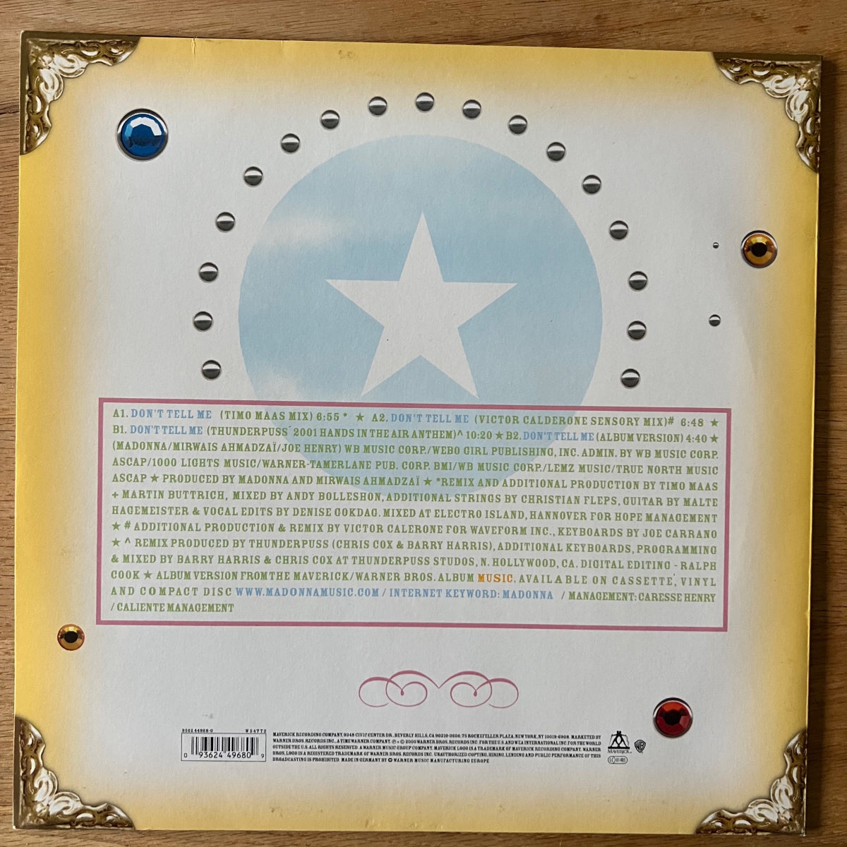 Madonna - Don't Tell Me / 12" Maxi - 1st EU Press. 2000 - Blue Vinyl - (M-/M-)