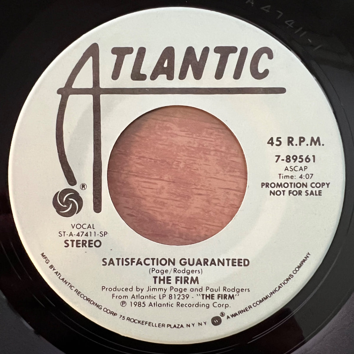 Firm (Jimmy Page) - Satisfaction Guaranteed / US-Promo 1985 - (VG+/Neutral)