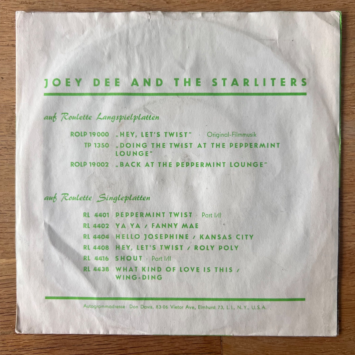 Joey Dee & The Starlighters - Ya Ya / 1. D-Press. 1962 - (VG/VG+)
