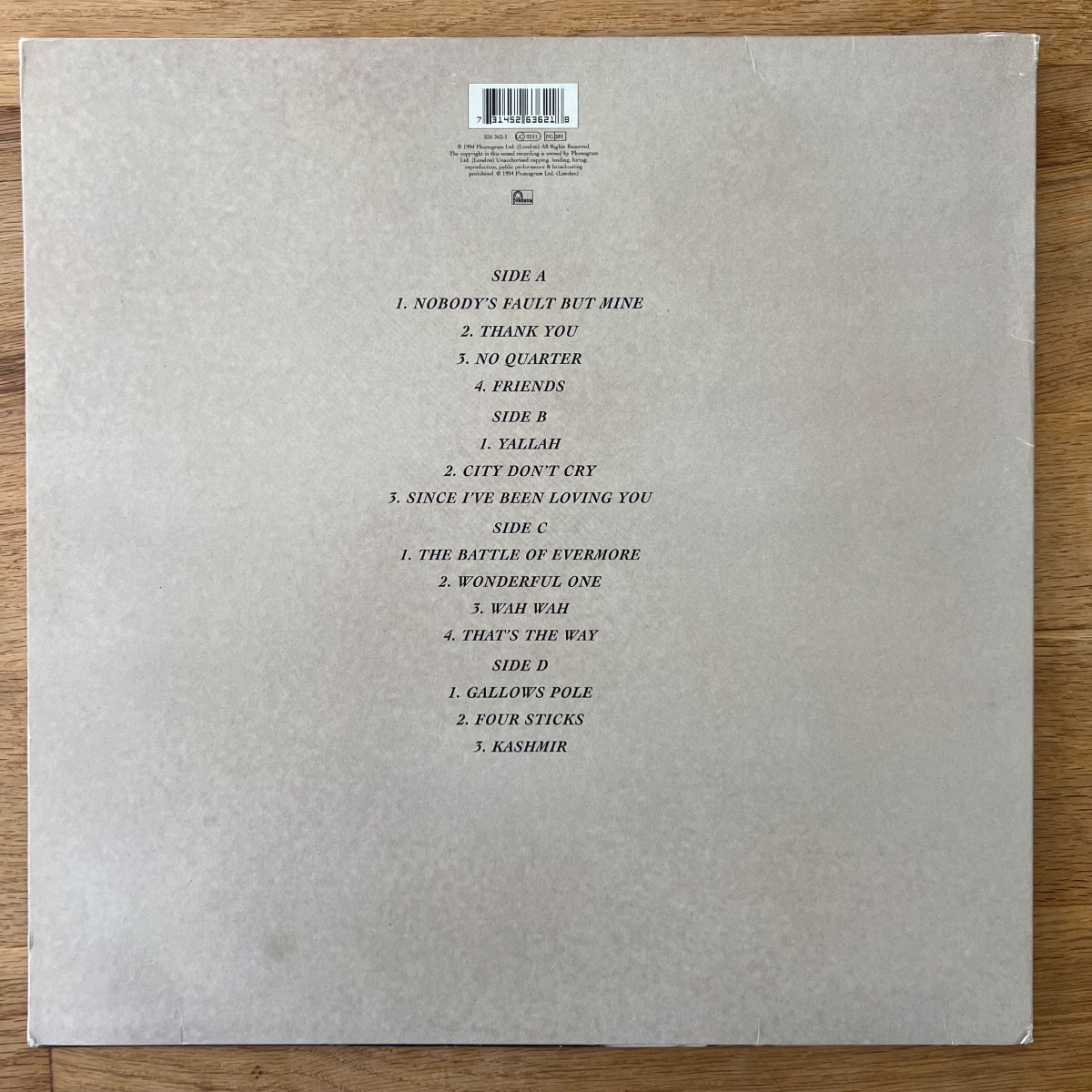 Jimmy Page & Robert Plant - No Quarter / 2 LP - 1. UK-Press. 1994 - (M-/VG++)