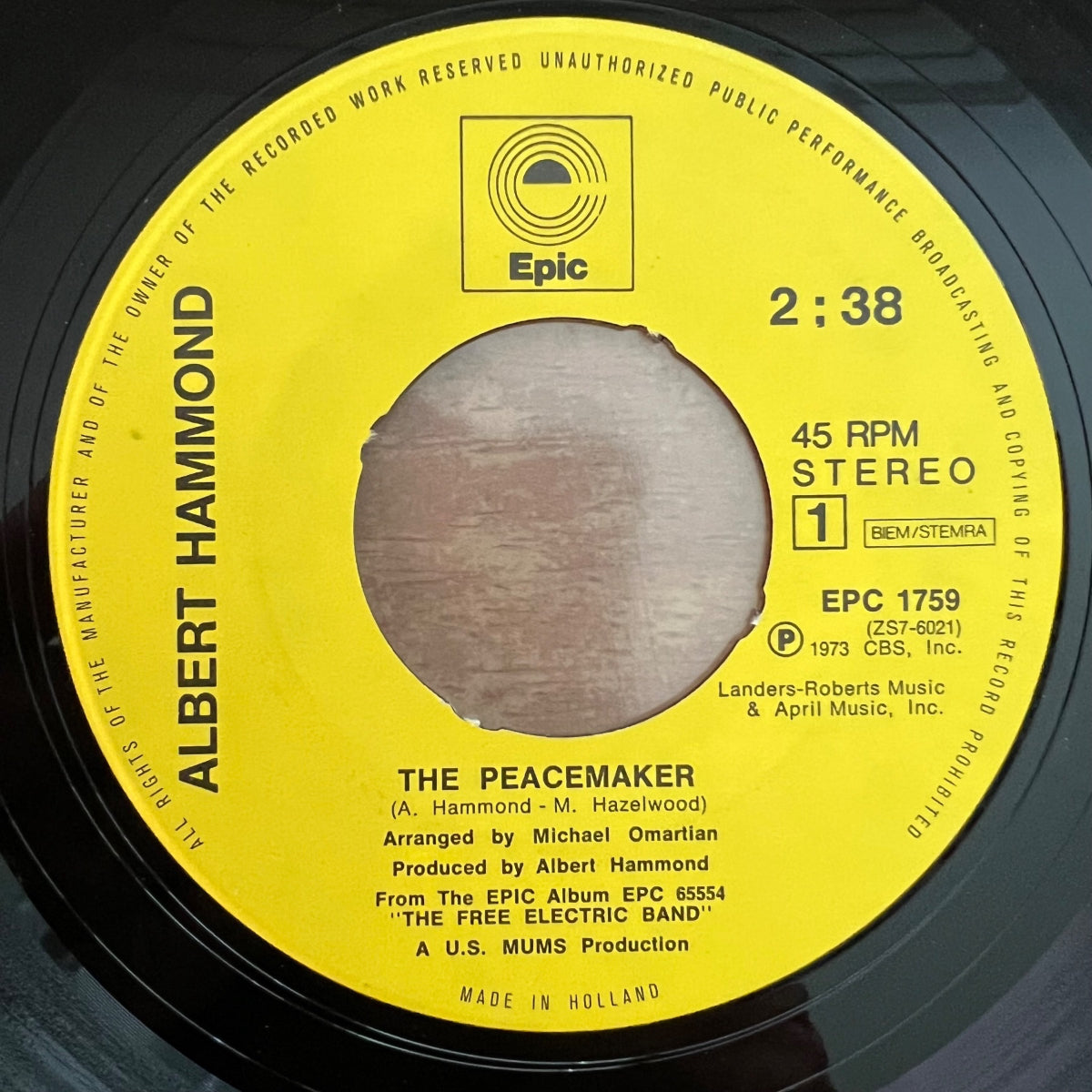 Albert Hammond -The Peacemaker / 1. NL-Press. 1973 - (M-/VG+)