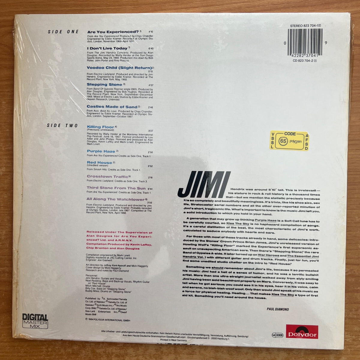 Jimi Hendrix - Kiss The Sky / 1. D-Press. 1984 - (M-/VG++)