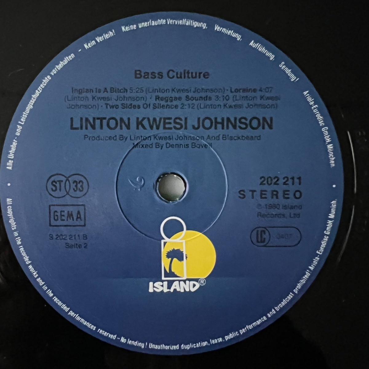 Linton Kwesi Johnson - Bass Culture / 1. D-Press. 1980 - (M-/M-)