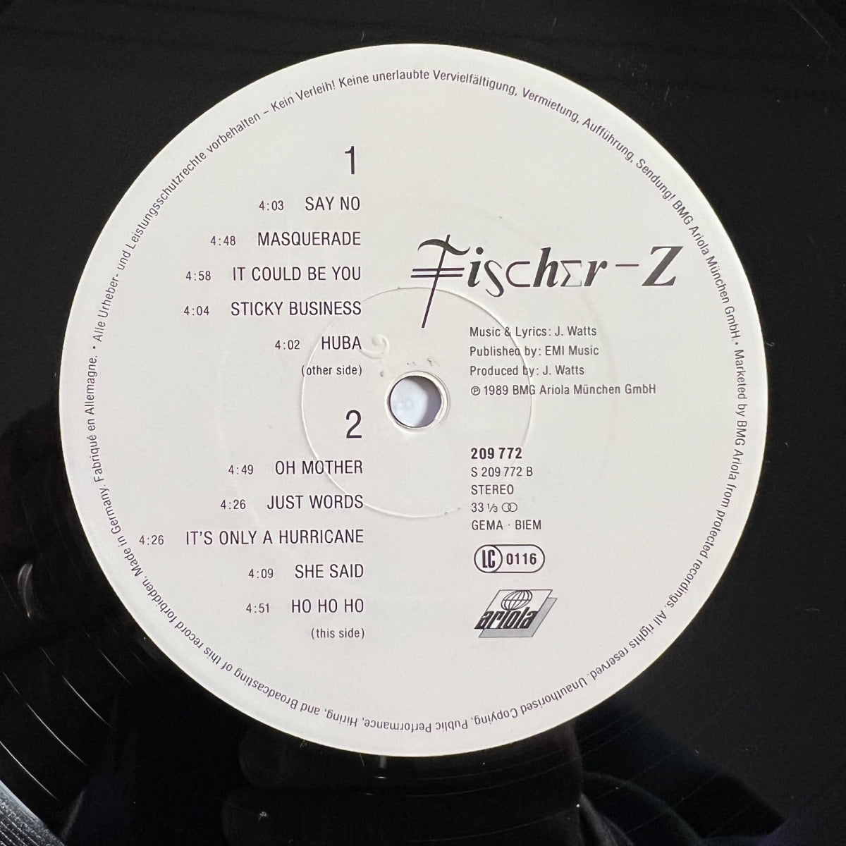 Fischer Z - Fish's Head / 1. D-Press. 1989 - (M-/M-)