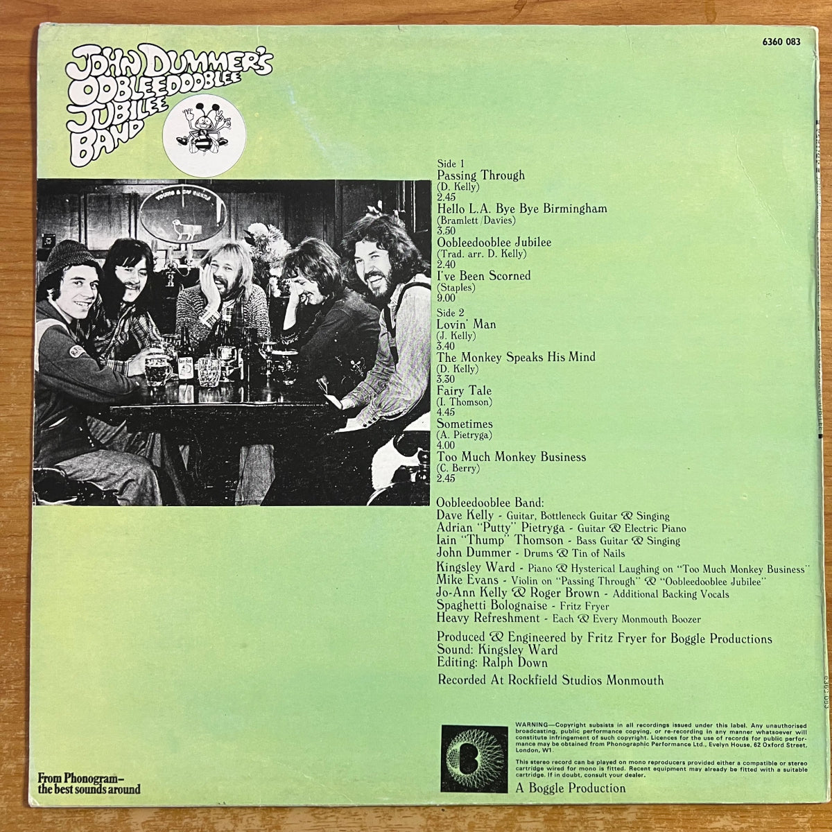 John Dummer's Oobleedooblee Band - Oobleedooblee Jubilee - Incl.Sticker - 1. UK-Press. 1973 - (M-/VG)